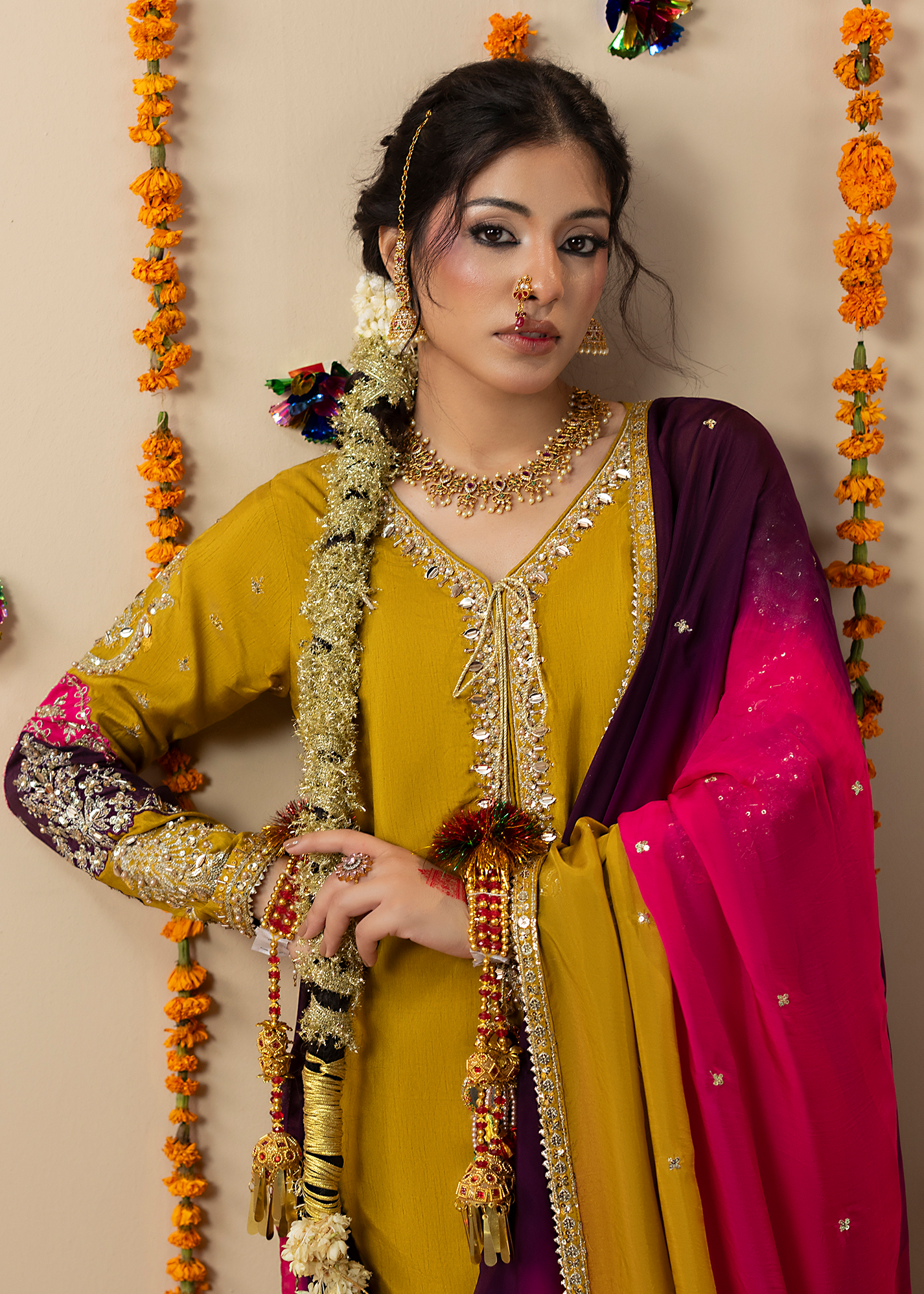 2643A MUSTARD MULTI SHIRT