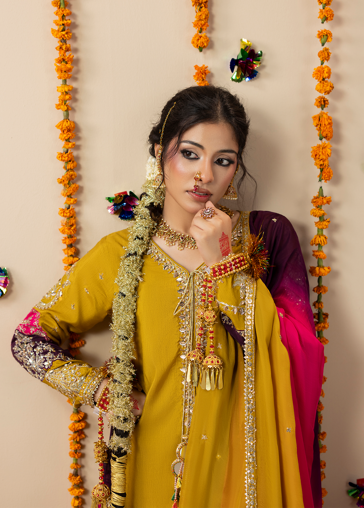 2643A MUSTARD MULTI SHIRT