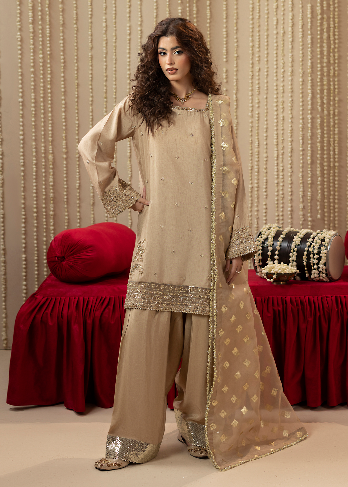 2646A BEIGE PINK SHIRT