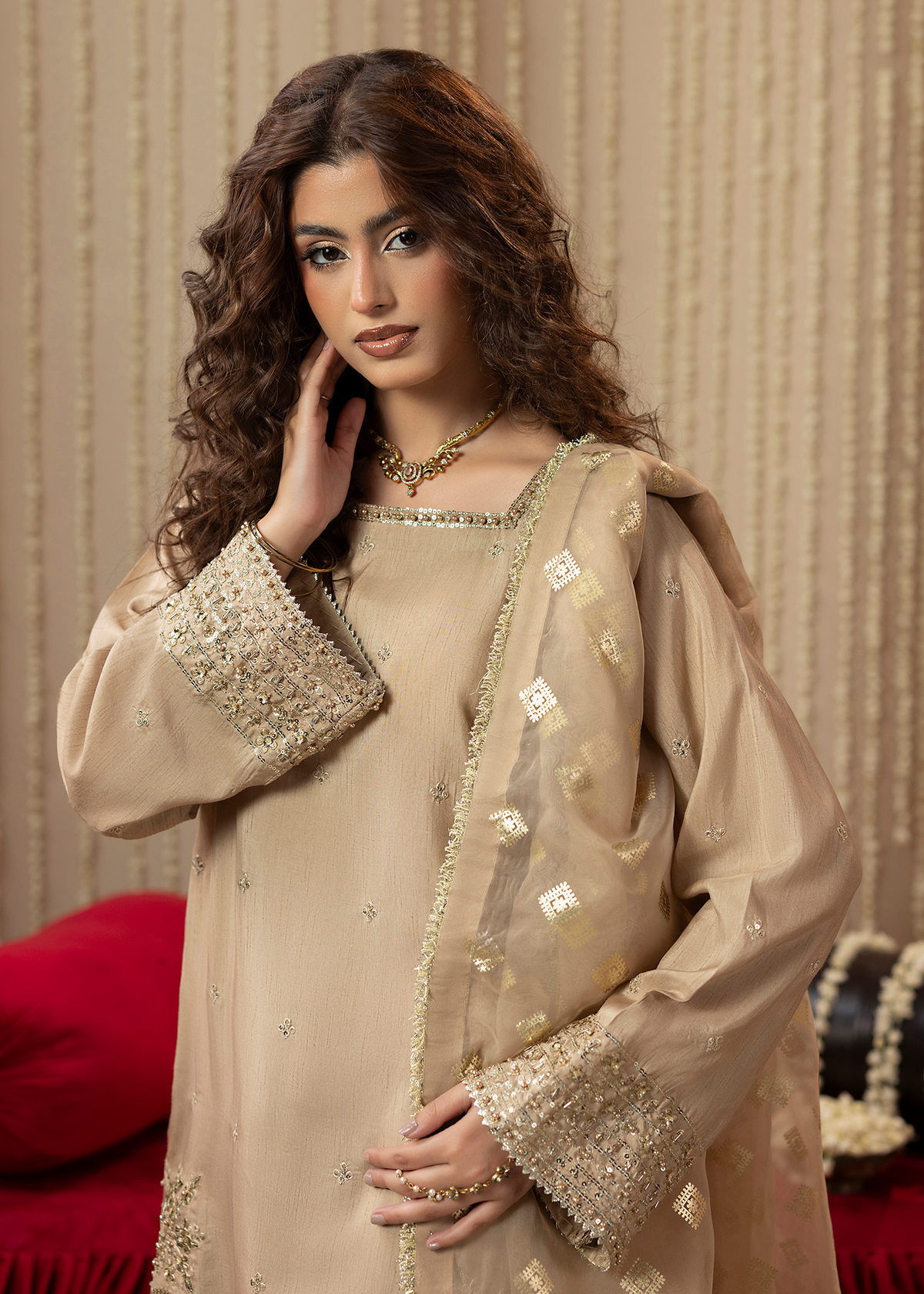 2646A BEIGE PINK SHIRT