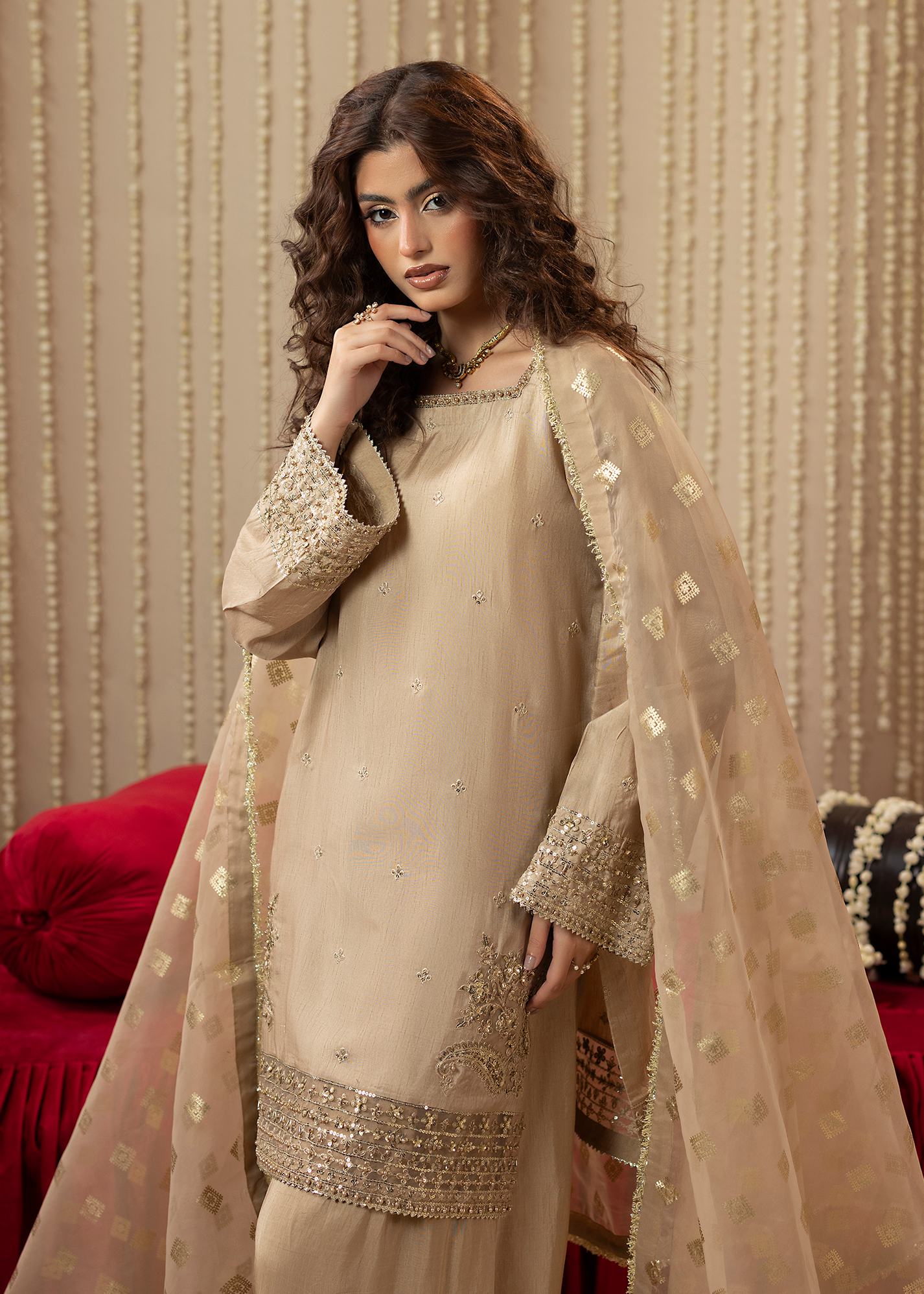 2646A BEIGE PINK SHIRT