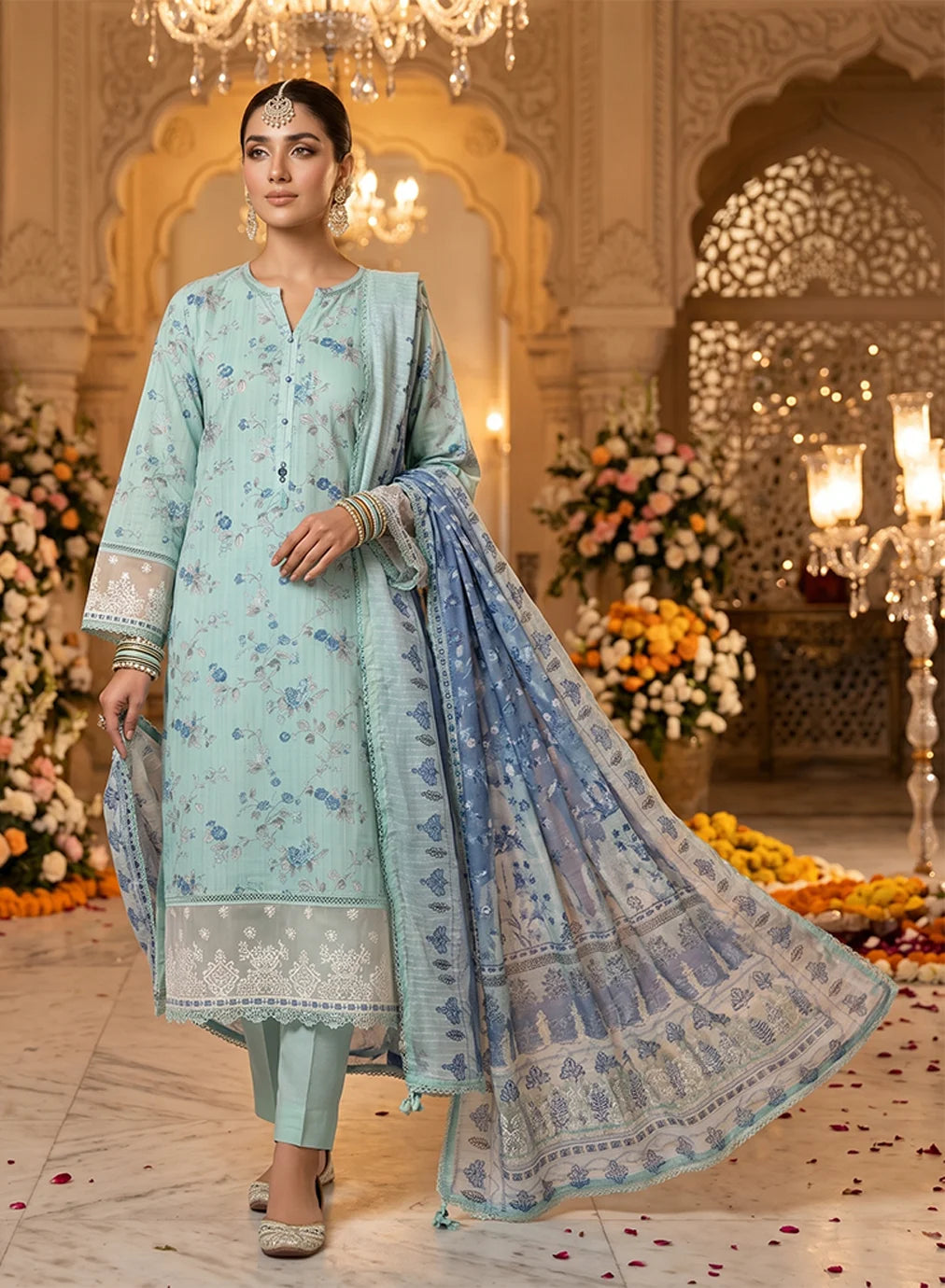 AMYRAH EMB 808 BLUE 3PC