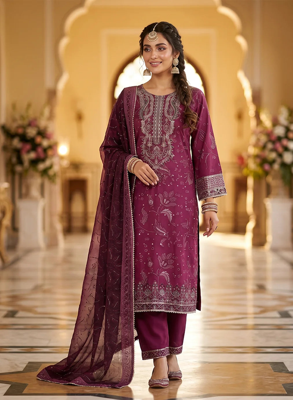 REGAL EMB 4283 PURPLE 3PC