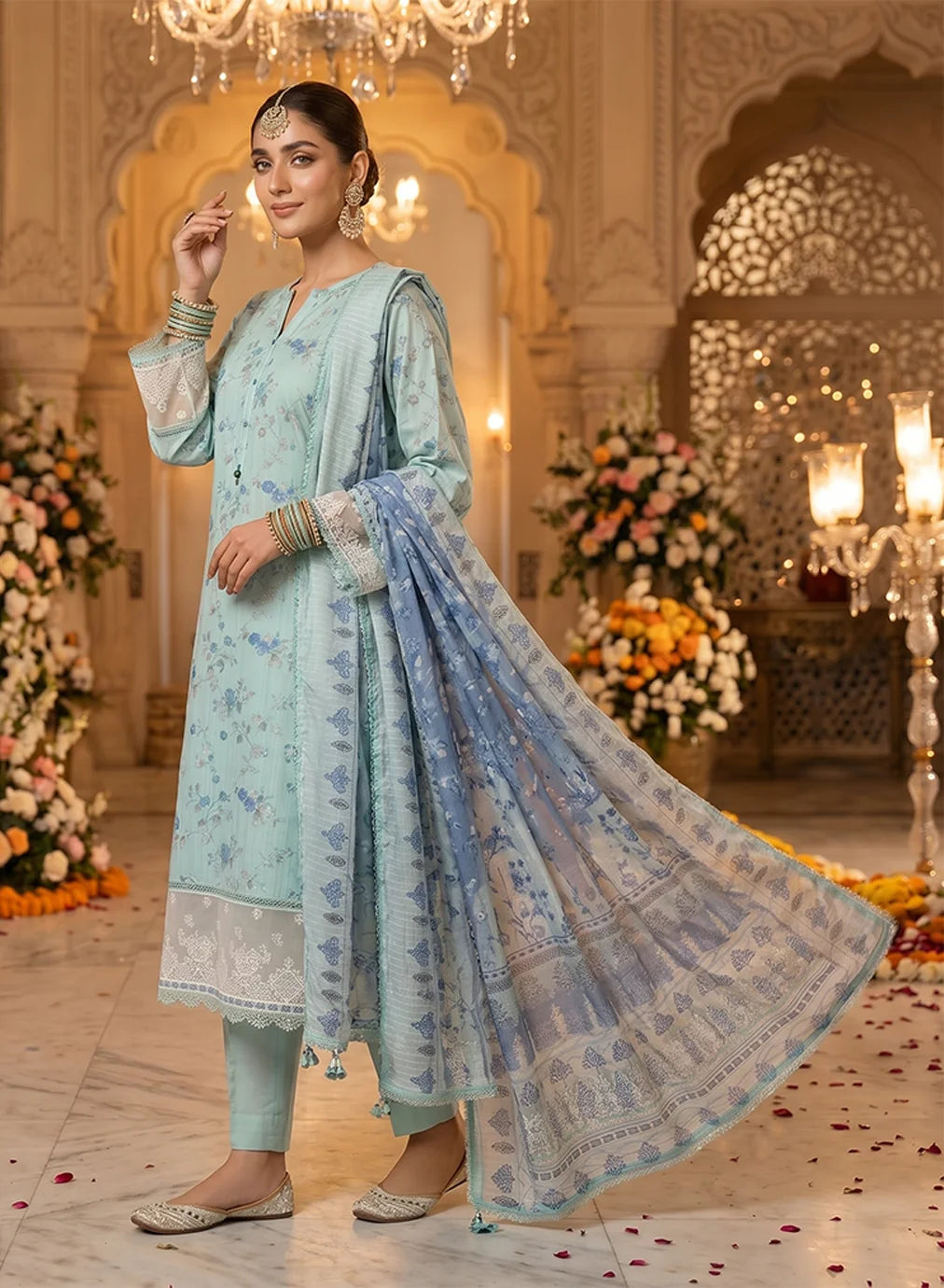 AMYRAH EMB 808 BLUE 3PC