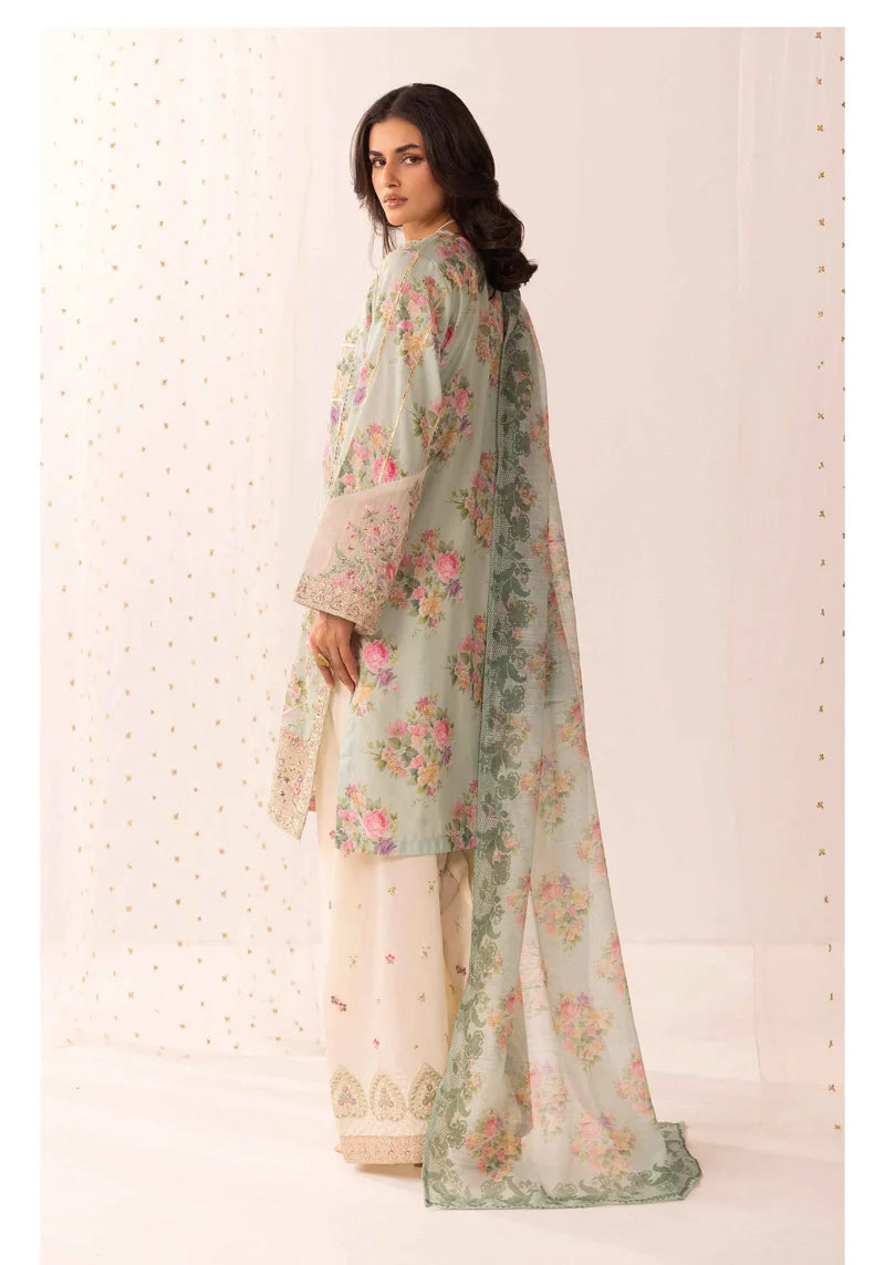 Ethnic Eid Edit Barocia Silk Mint 3 Piece Suit Pink