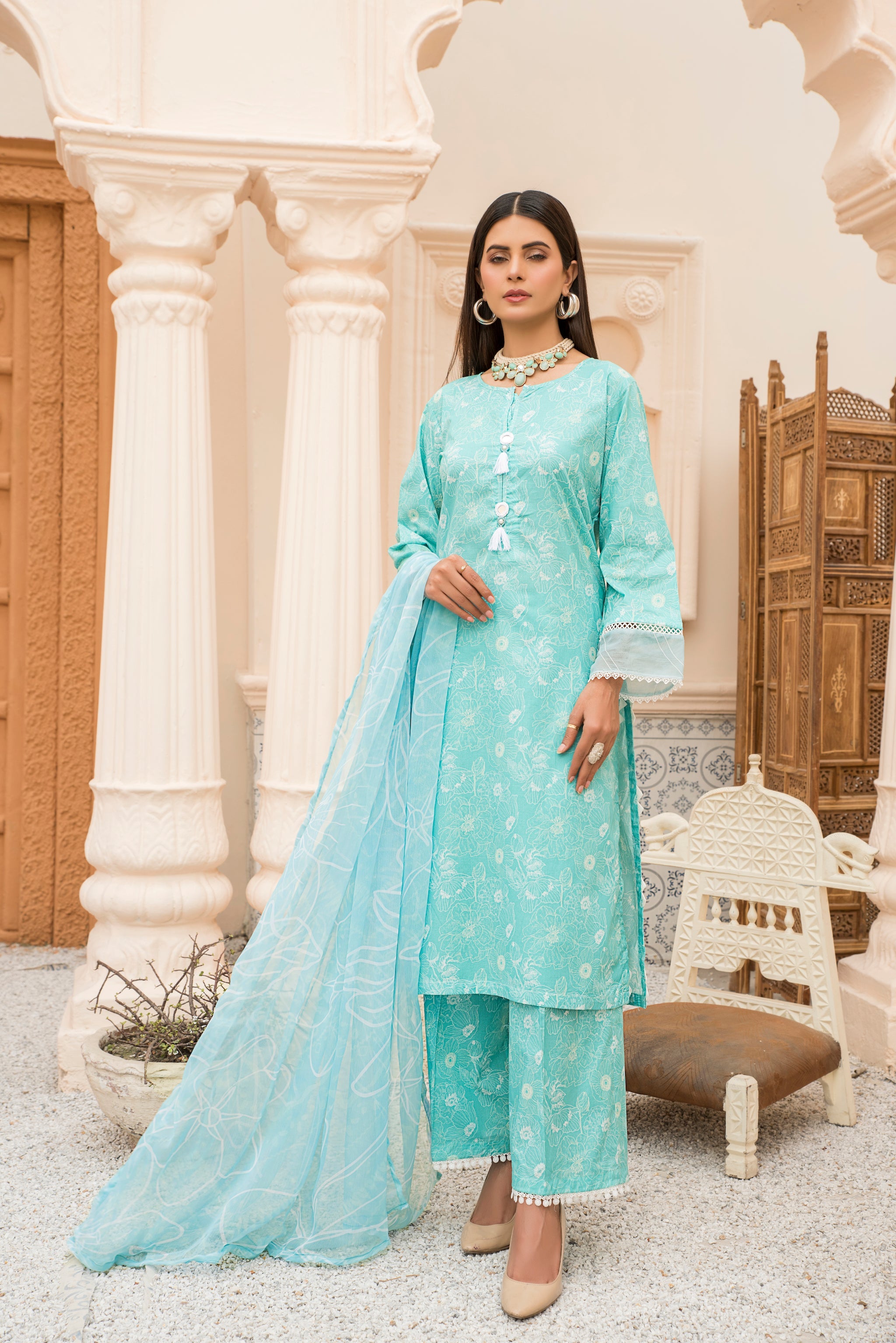 3 Piece Printed Lawn Suit- (Pret)