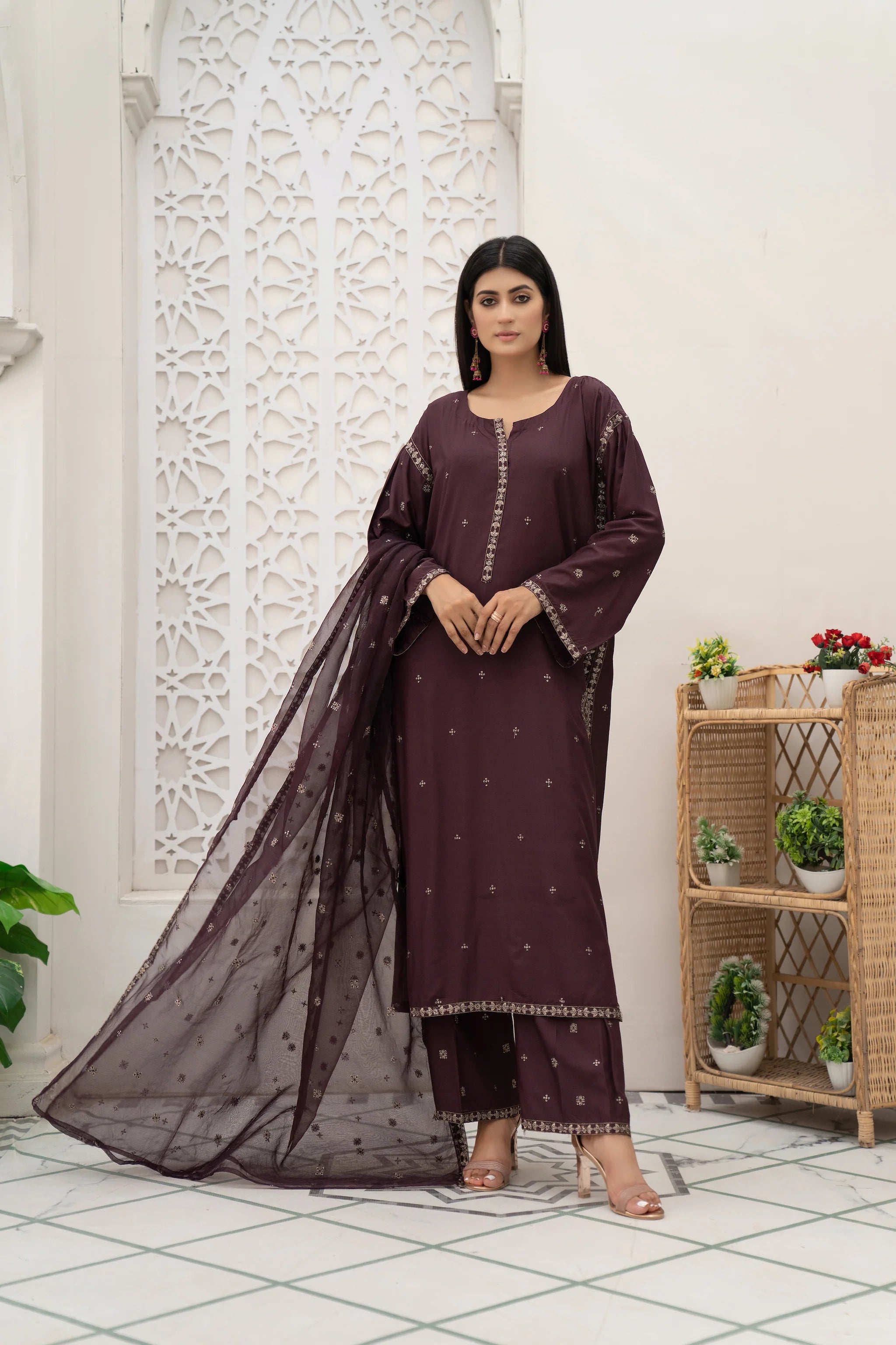 3 PC  Cotton Suit-Embroidered (Pret)