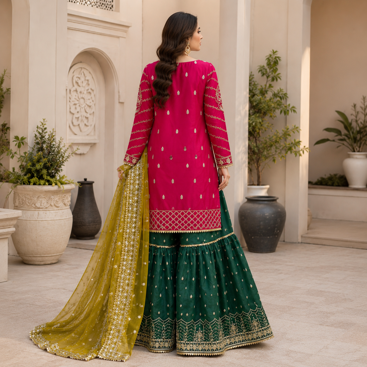 Embroided Short Shirt With Lehnga