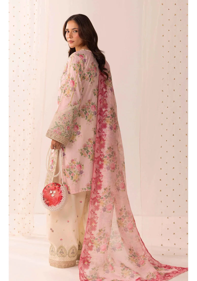 Ethnic Eid Edit Barocia Silk 3 Piece Suit Pink