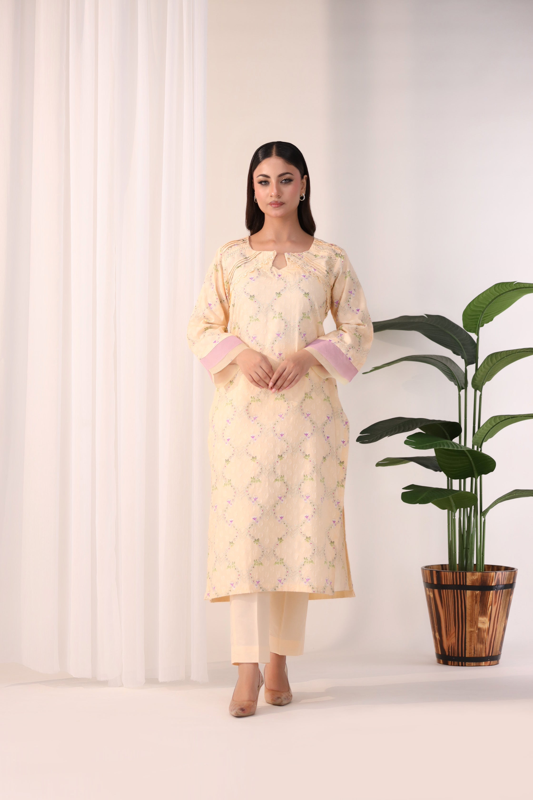 3 Piece Printed Cotton Suit (Pret)