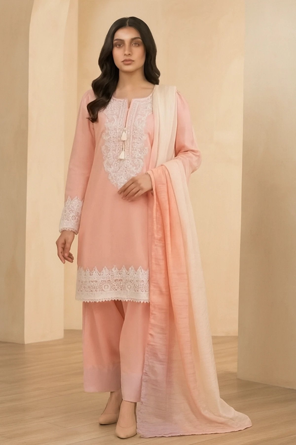 Sapphire Eid 3 piece lux embroidered suit