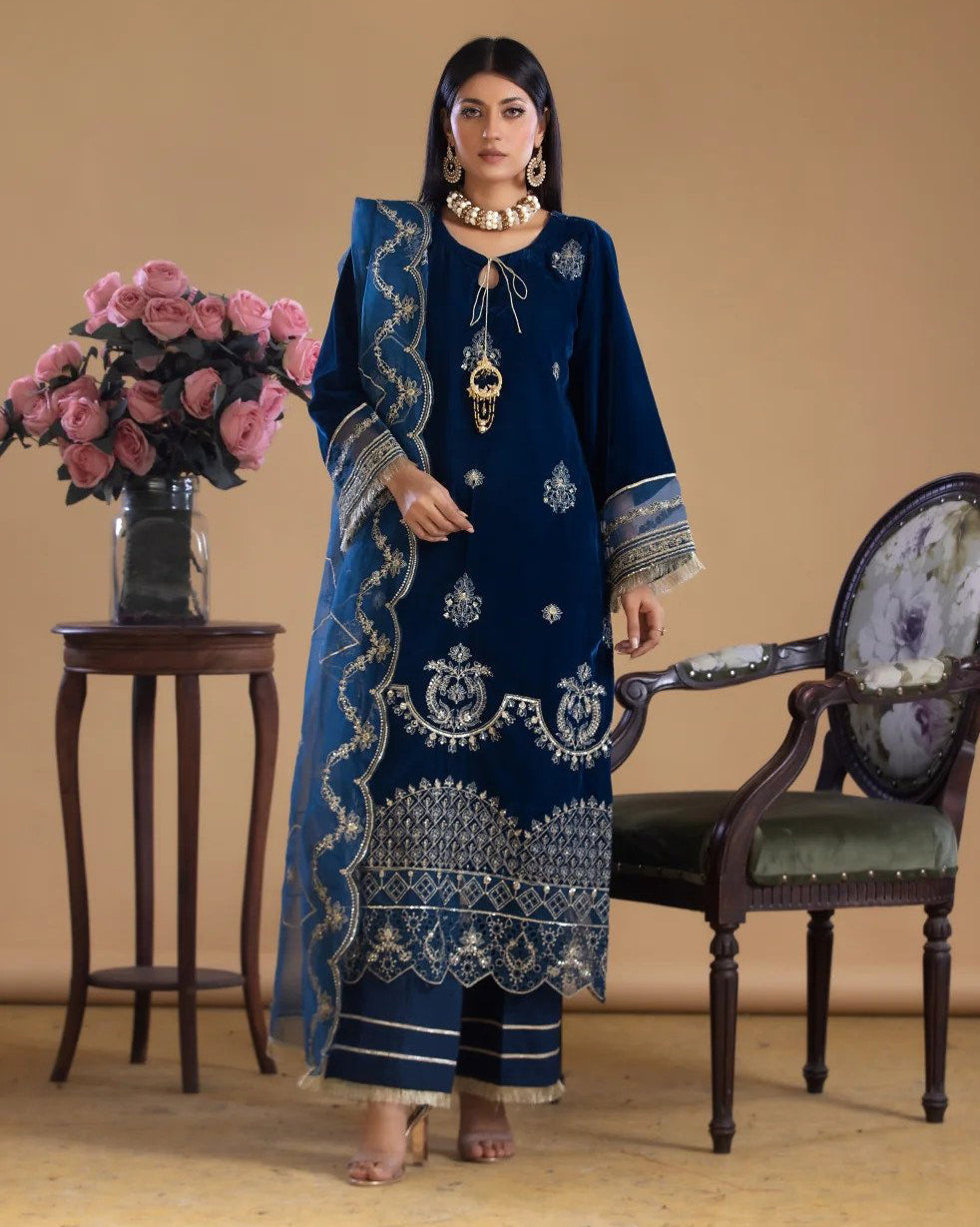 Gem Stone - 3Pc Velvet Suit (Pret)